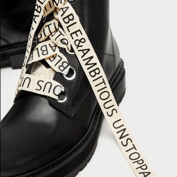 Zara Shoes - ZARA LEATHER boots”unstoppable&ambitious”7,5!NWT